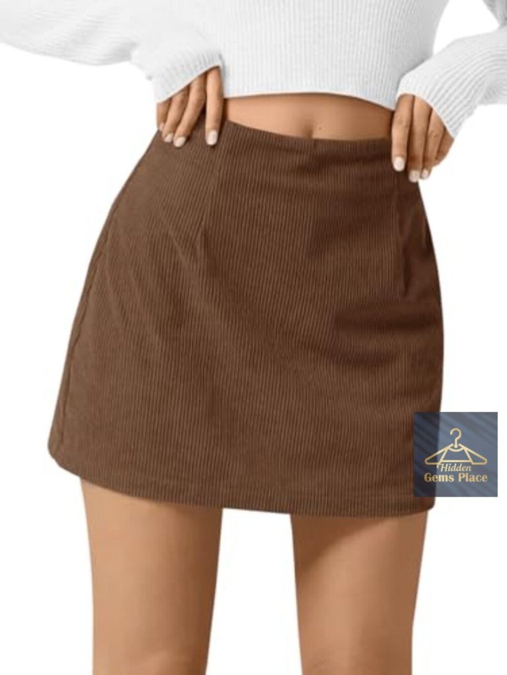 Womens Corduroy Mini Skirt High Waisted A-Line Short Skirt